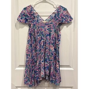 Matilda Jane Floral Print Flutter Sleeve Flowy Dress Womens Size S